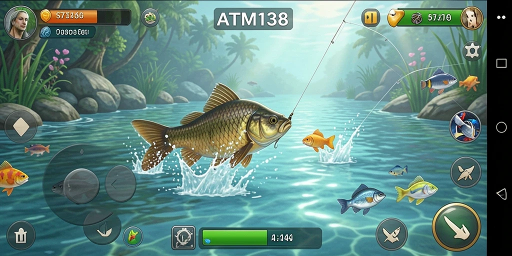 Screenshot gameplay ATM138 yang menunjukkan aksi memancing seru dan grafis menakjubkan.