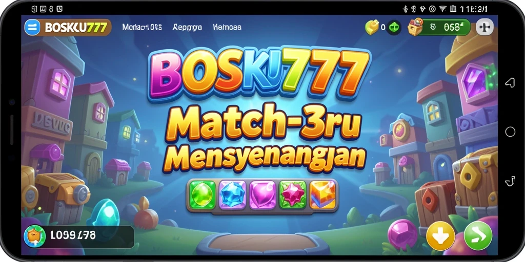 Tampilan screenshot aksi seru dalam permainan Match-3 BOSKU777.