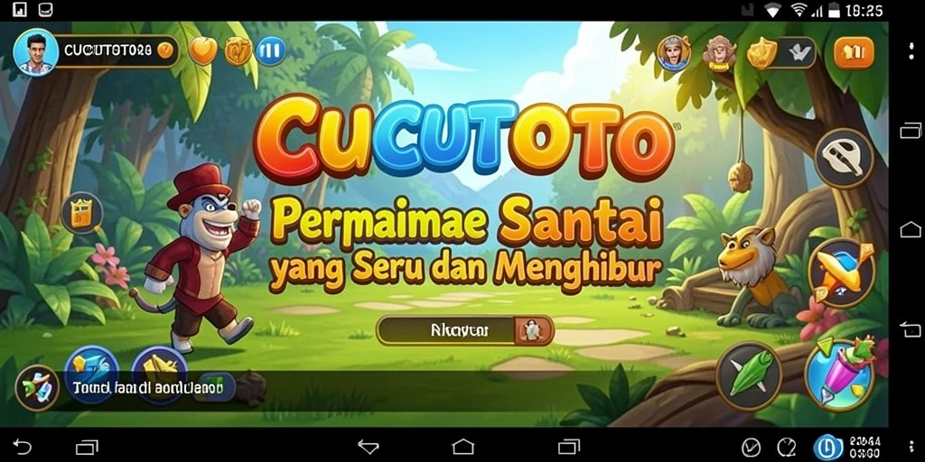Tampilan gameplay CUCUTOTO yang penuh warna dan menarik.