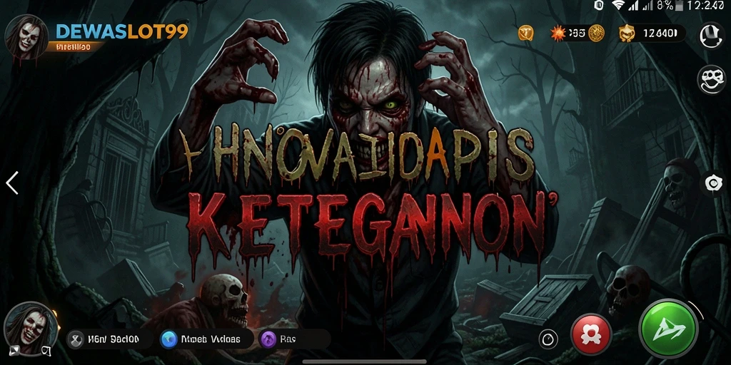 Screenshot gameplay DEWASLOT99 menunjukkan suasana menyeramkan yang intens.