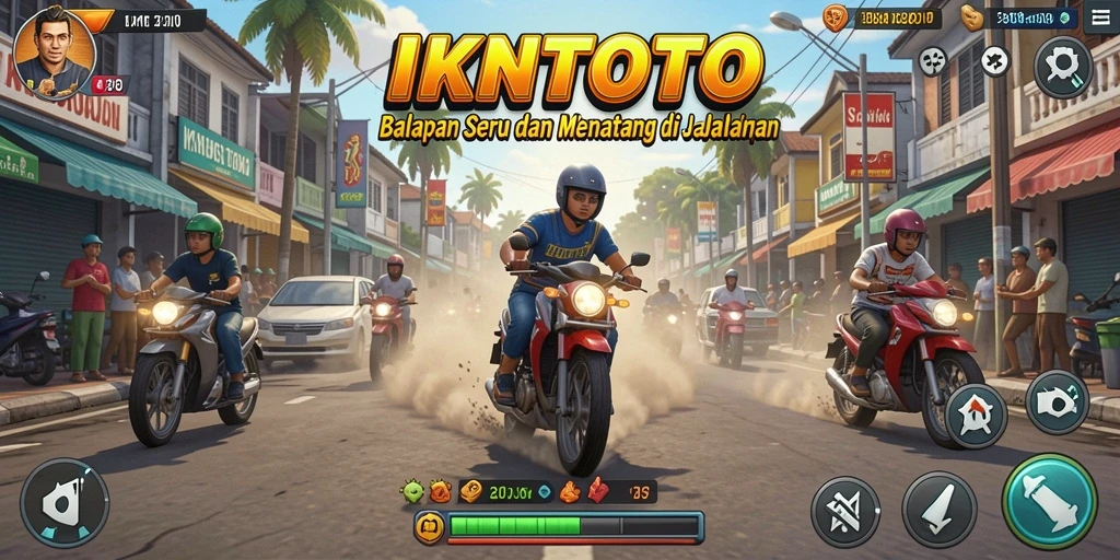 Tampilan gameplay balapan yang mendebarkan dan penuh aksi.