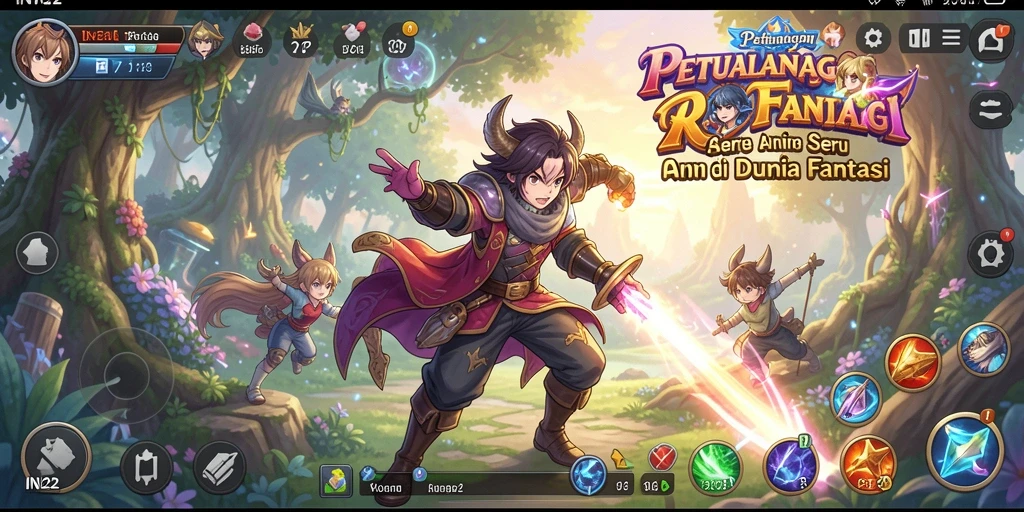 Tampilan gameplay IN22 yang penuh warna dan dinamis.