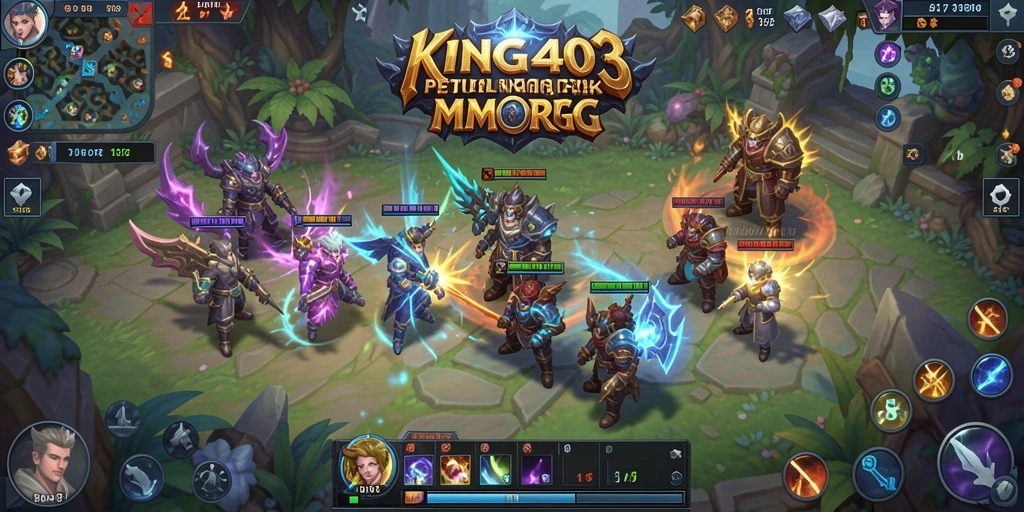 Gameplay KING403 menampilkan pertempuran seru di dunia MMORPG.