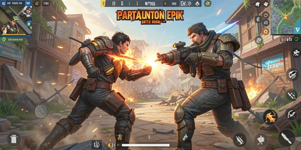Tampilan gameplay MT966 yang intens dan seru dalam pertempuran Battle Royale.