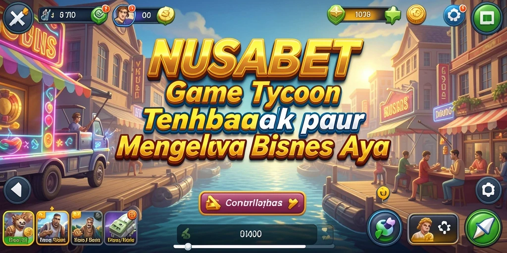 Screenshot gameplay NUSABET yang menampilkan pengelolaan bisnis Tycoon.