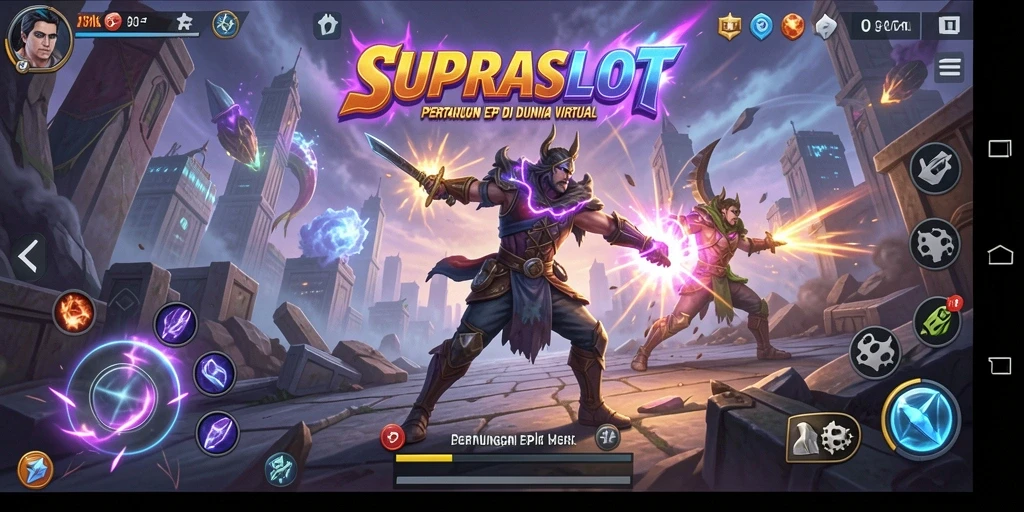 Tampilan layar pertarungan ikonik di game Fighting SUPRASLOT.