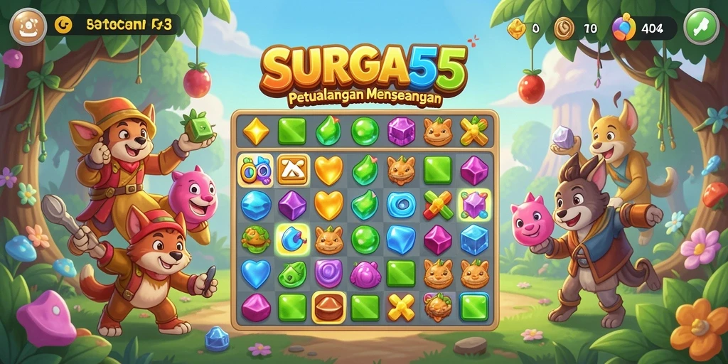 Tampilan menarik dari gameplay SURGA55 yang penuh warna dan tantangan.
