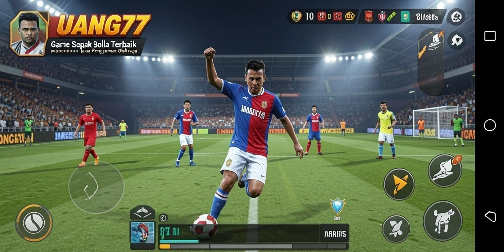Menampilkan aksi seru di lapangan sepak bola UANG77.